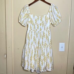 Cotton Flowy Dress Jessica Simpson White & Yellow Floral